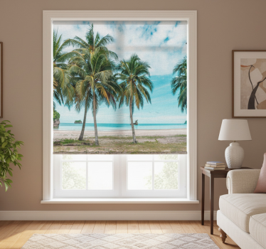 Living room blind with beach palms and sand design - TenStickers