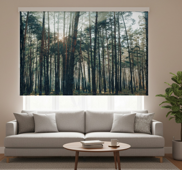 Living room blind with beautiful pinewood forest design - TenStickers