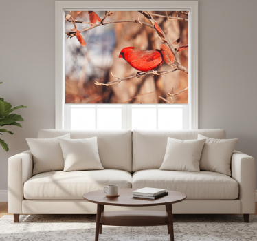 Living room blind with beautiful red bird in leaves - TenStickers