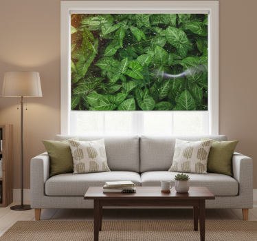 Living room blind with beautiful sunny green leaves - TenStickers