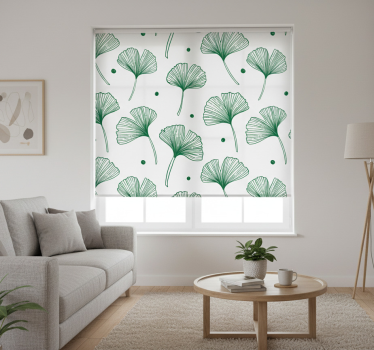 Living room blind with big ginkgo green leaves - TenStickers