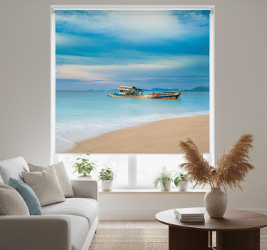 Living room blind with boat on the beach design - TenStickers