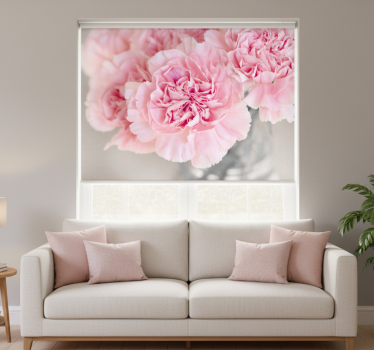 Living room blind with many pink cloves on grey - TenStickers