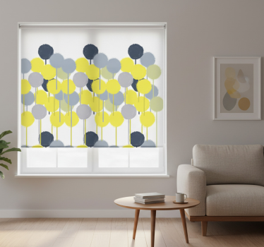 Living room blind with minimalistic yellow and gray circles - TenStickers