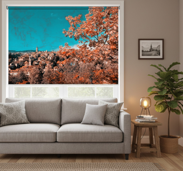 Living room blind with orange autumn leaves design - TenStickers