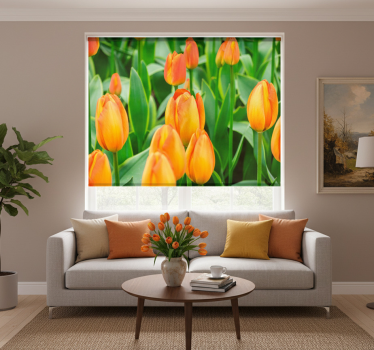 Living room blind with orange tulip flowers - TenStickers