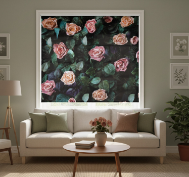 Living room blind with red rose flowers design - TenStickers