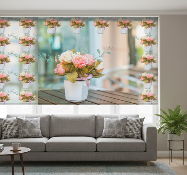 Living room blind with roses on table design - TenStickers