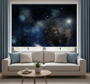 Living room blind with stunning cosmic scenery - TenStickers
