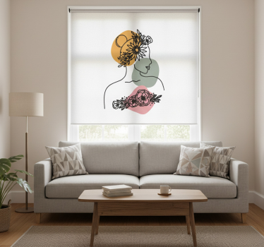 Living room blind with stunning floral woman face - TenStickers