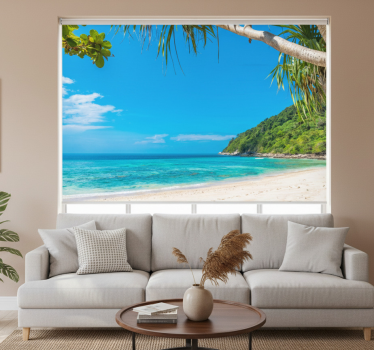 Living room blind with views of caribbean sea - TenStickers