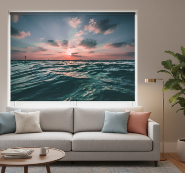 Living room blind with views of tranquil sea and sand - TenStickers