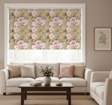 Living room blind with vintage beige rose texture - TenStickers