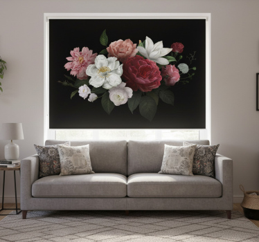 Living room blind with vintage roses on black - TenStickers