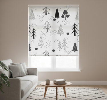 Living room blind with white minimalistic trees - TenStickers