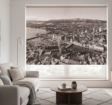 Living room blind zürich with mountains view - TenStickers