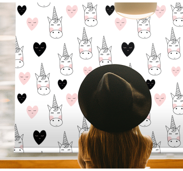 Minimalist unicorn hearts childrens blind - TenStickers