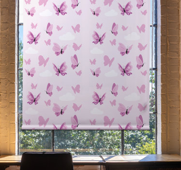 Minimalistic flying butterflies on pink background Kids blind - TenStickers