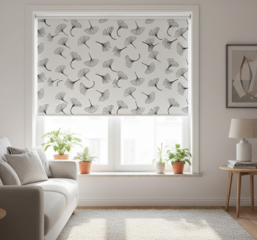 Modern blind ginkgo leaves black design - TenStickers
