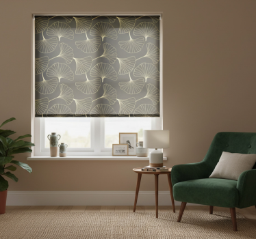 Modern blind ginkgo leaves charcoal gold - TenStickers