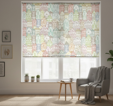 Modern blind hand-drawn houses seamless pattern - TenStickers