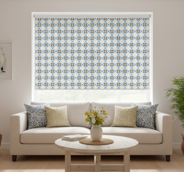 Modern blind in baby blue and yellow tile - TenStickers