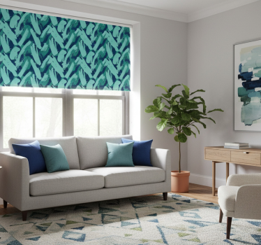 Modern blind in green and blue paint strokes - TenStickers