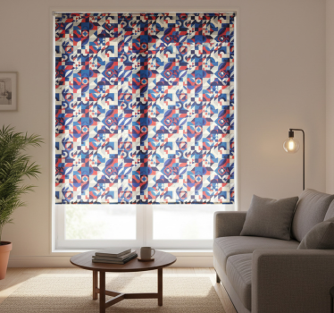 Modern blind in red and blue mosaic pattern - TenStickers