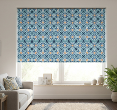 Modern blind in sea-blue portuguese tile design - TenStickers