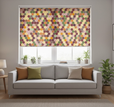Modern blind in textured colorful hexagons - TenStickers