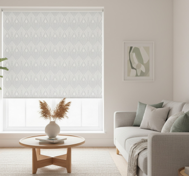 Modern blind in white and grey leaves pattern - TenStickers