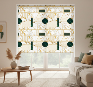 Modern blind in white marble geometric design - TenStickers