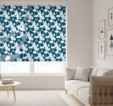 Modern blind japandi navy blue trees design - TenStickers