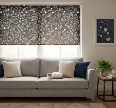 Modern blind with black and white cosmic art - TenStickers