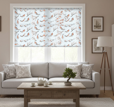 Modern blind with koi fish and cherry branches - TenStickers