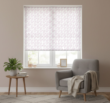 Modern blind with pink illustrated heart icons - TenStickers