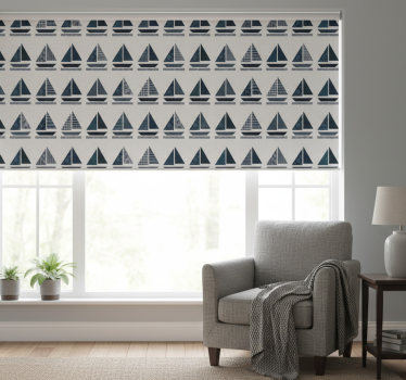 Modern blind with sailboat pattern fabric - TenStickers