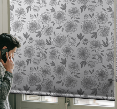Monochrome Peony Pattern flower blind - TenStickers