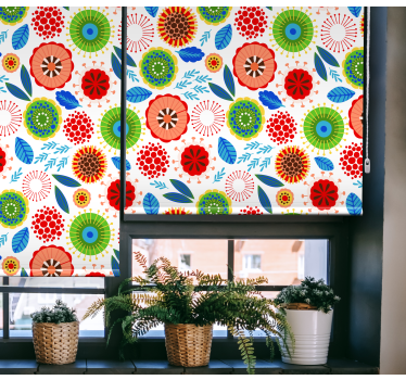 Multicolour Polish Flower roller blind - TenStickers