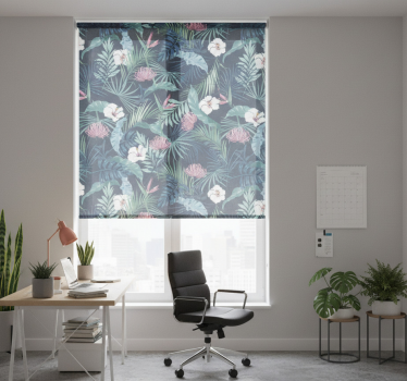 Office blind exotic plants on leaves - TenStickers