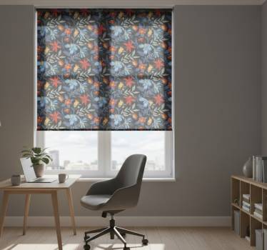 Office blind flowerprint 'tricot' black - TenStickers