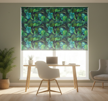 Office blind green leaves realistic pattern - TenStickers