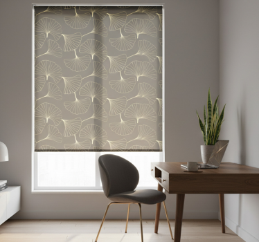 Office blind in ginkgo leaves charcoal gold - TenStickers