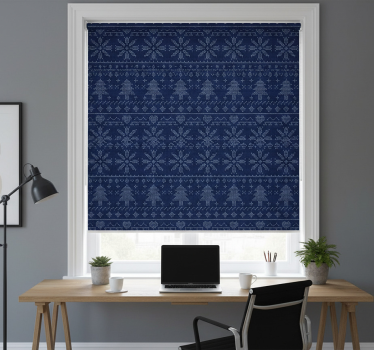 Office blind in navy blue christmas knit pattern - TenStickers