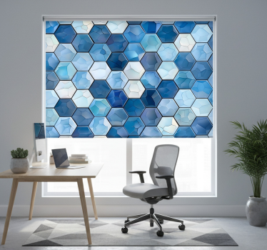 Office blind with blue tile design - TenStickers