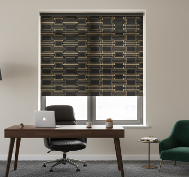 Office blind with gold frame art decor pattern - TenStickers