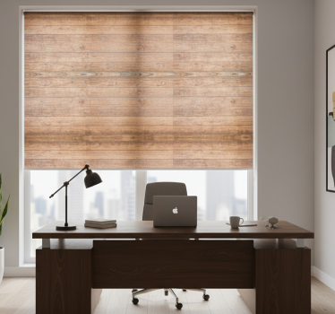 Office blind with horizontal rustic wood slats - TenStickers