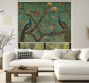 Ornate peacock tapestry living room blind - TenStickers