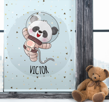 Panda astronaut with name childrens blind - TenStickers