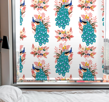 PEACOCKS AMONG FLORALS flowers and plant blind - TenStickers